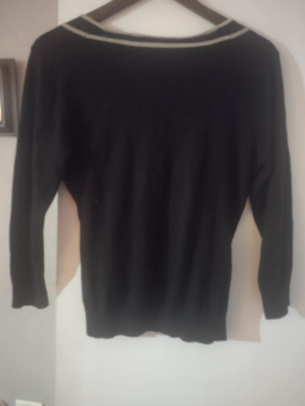 Black and Cream Women's Sweater with Contrast Panel - Picture 3 of 3